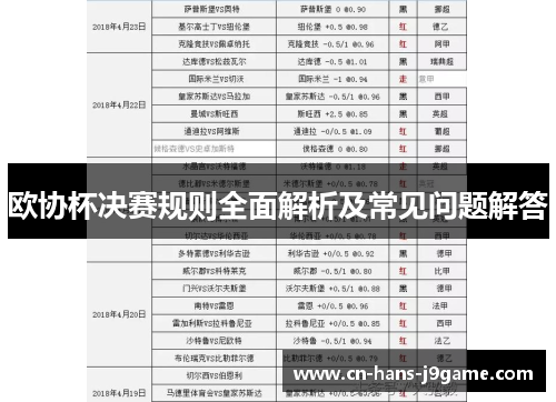欧协杯决赛规则全面解析及常见问题解答